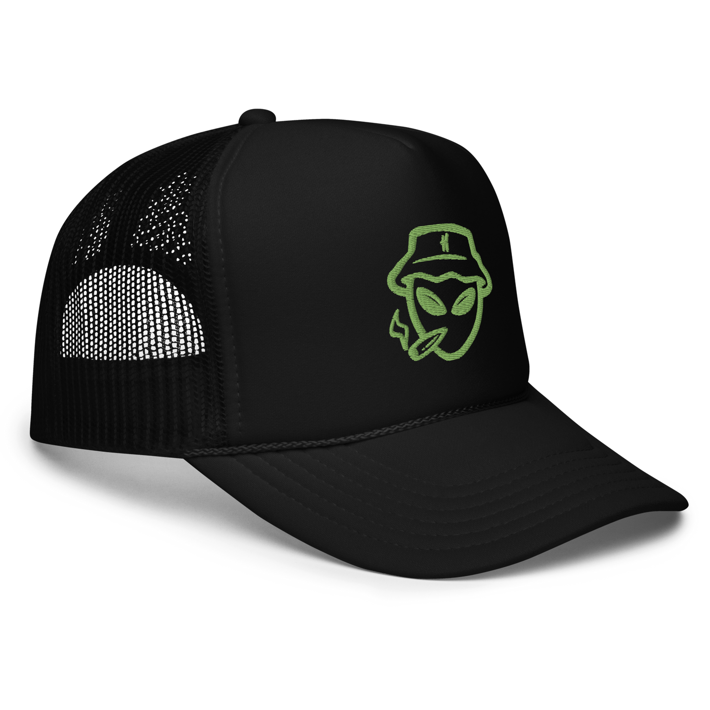 SMOKED OUT BLACK/GREEN TRUCKER HAT