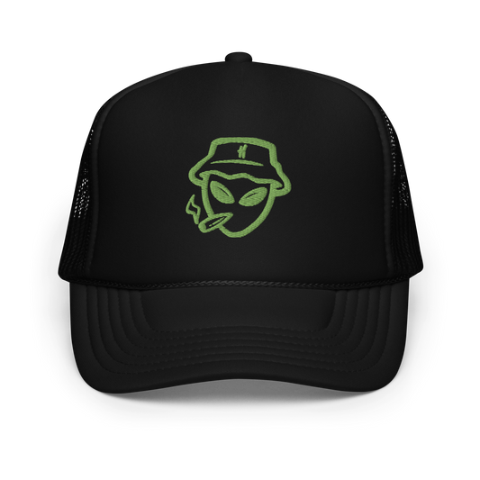 SMOKED OUT BLACK/GREEN TRUCKER HAT
